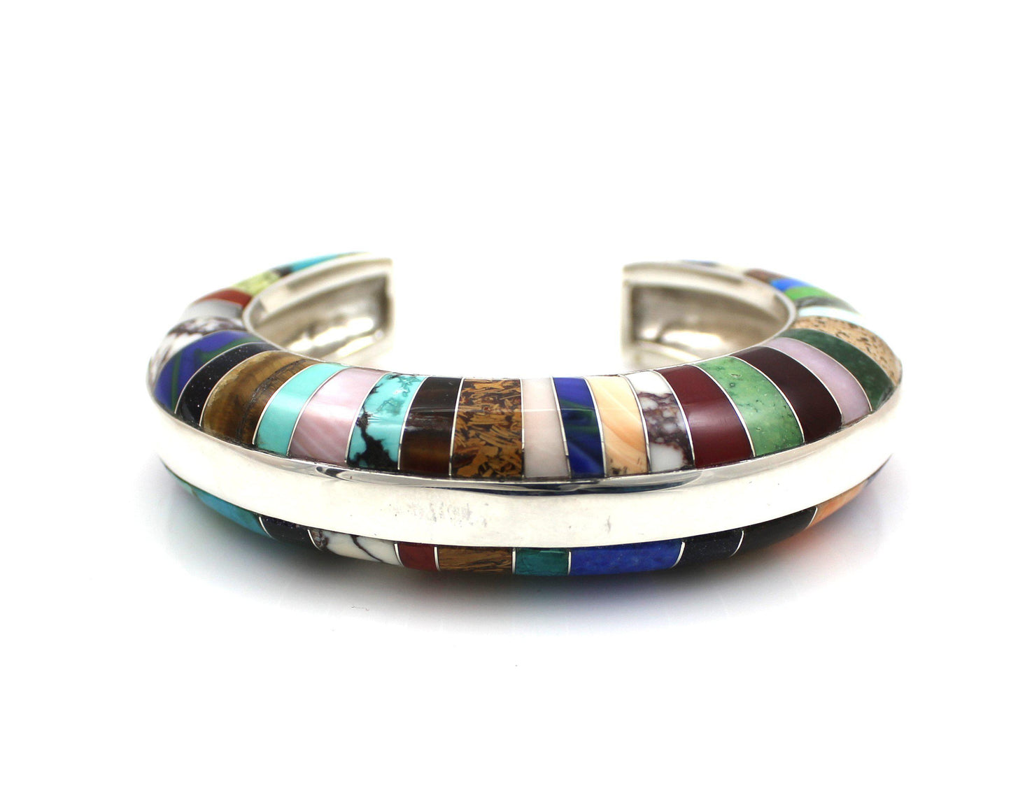 Domed Side Inlay Cuff Bracelet-Jewelry-Ben Nighthorse-Sorrel Sky Gallery