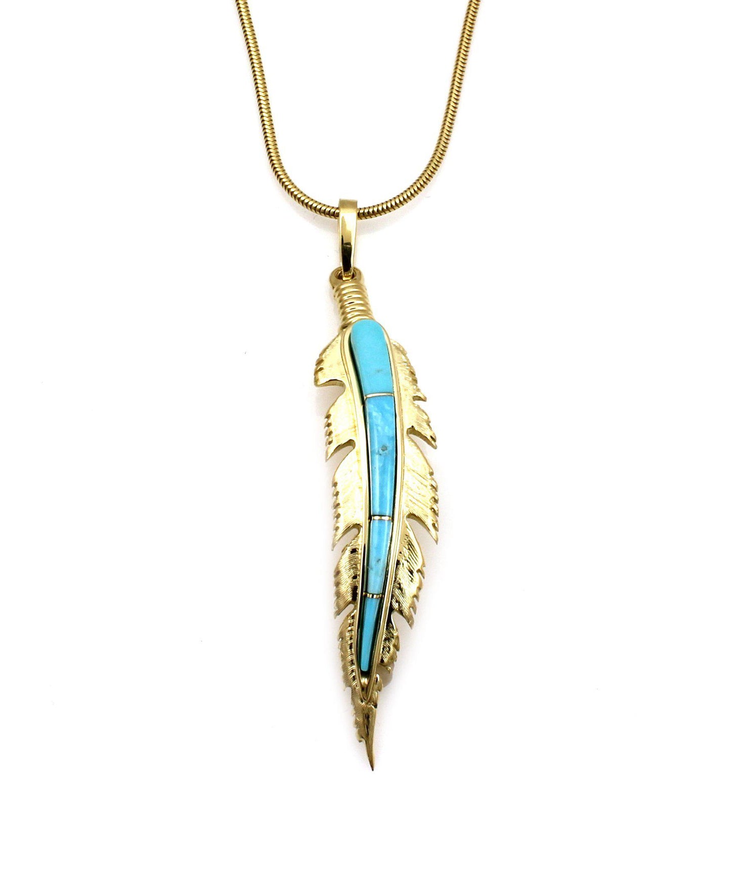Gold Feather Pendant-Jewelry-Ben Nighthorse-Sorrel Sky Gallery