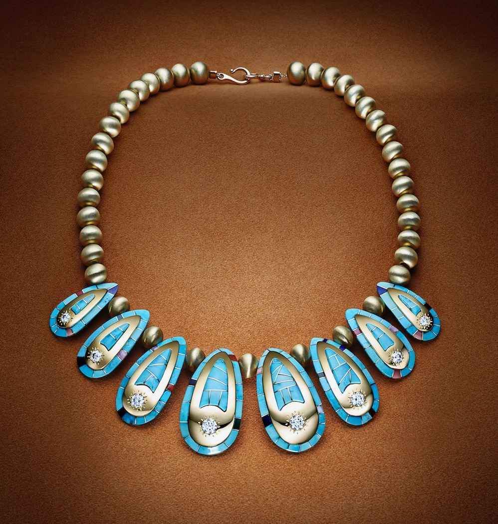Ben Nighthorse-Golden Tracks Necklace-Sorrel Sky Gallery-Jewelry