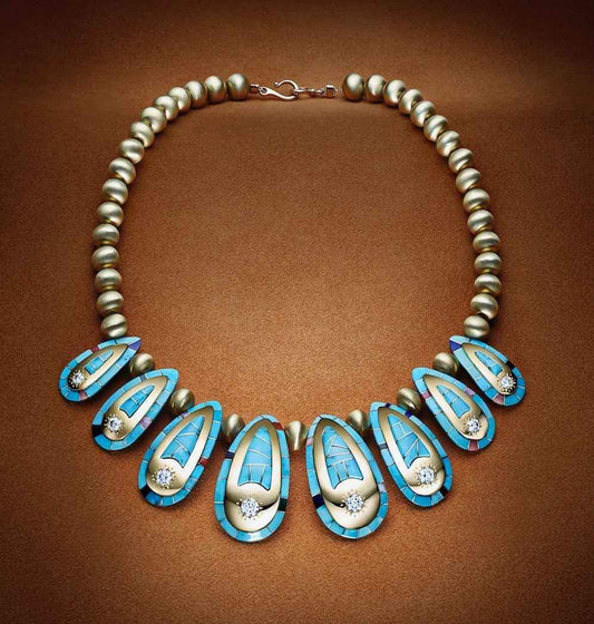 Ben Nighthorse-Golden Tracks Necklace-Sorrel Sky Gallery-Jewelry