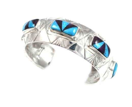 Ben Nighthorse-Inlaid Rug/Flying Doves Bracelet-Sorrel Sky Gallery-Jewelry
