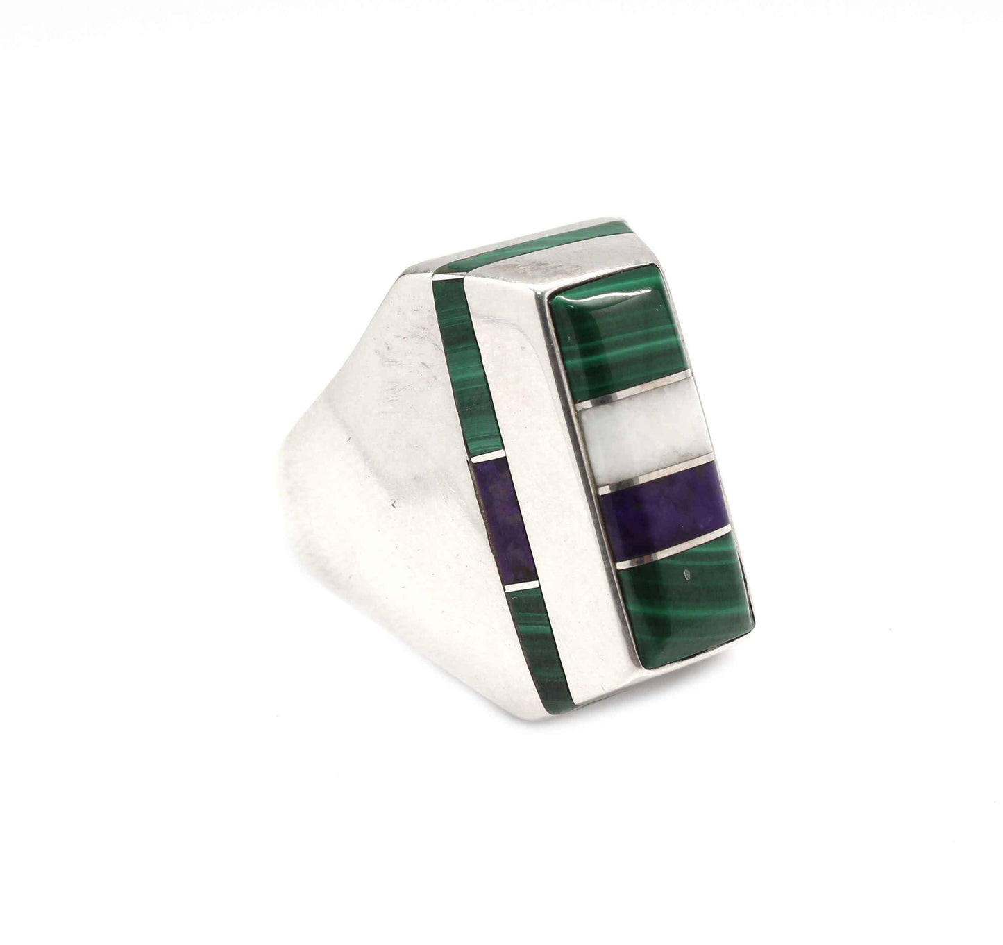 Ben Nighthorse-Rectangular Edge Inlay Ring-Sorrel Sky Gallery-Jewelry