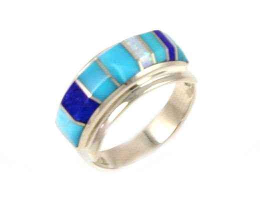 Ben Nighthorse-Rectangular II Inlay Wedding Band-Sorrel Sky Gallery-Jewelry