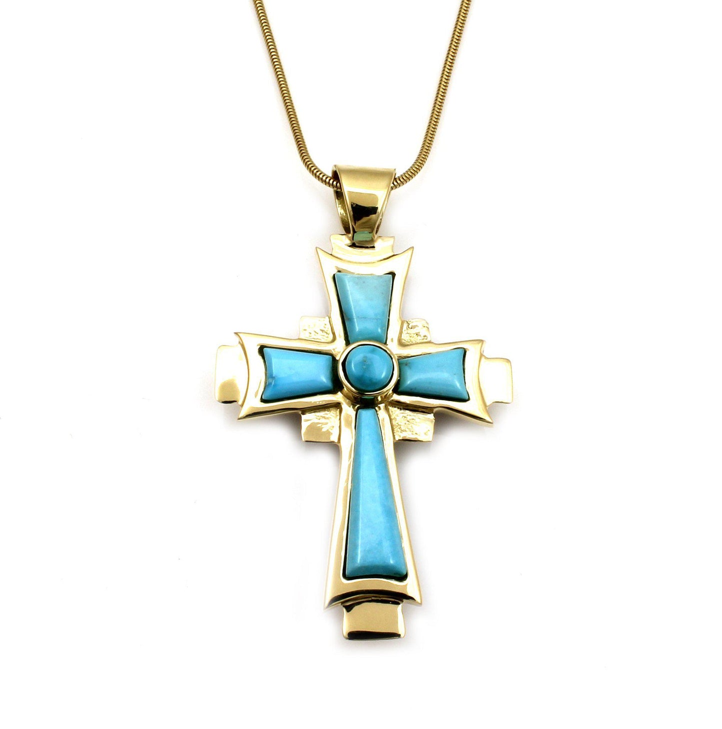 Reversible Gold Coptic Cross Pendant-Jewelry-Ben Nighthorse-Sorrel Sky Gallery