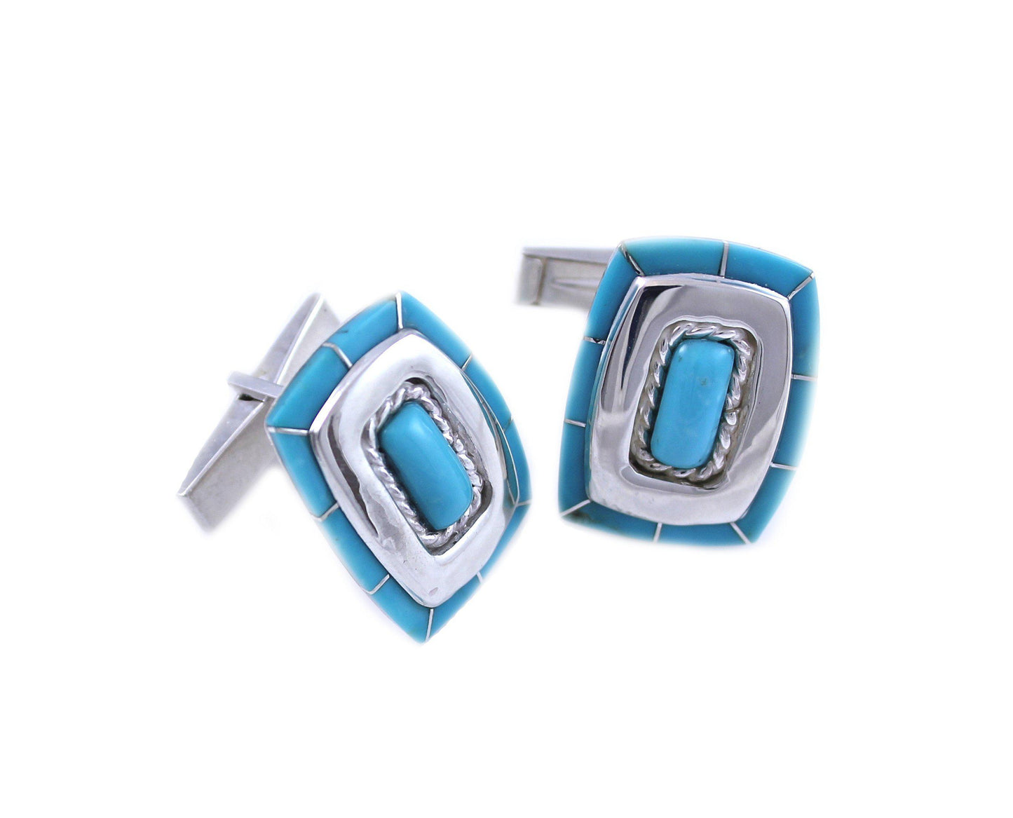 Ben Nighthorse-Rope Edge Rectangular Cuff Links-Sorrel Sky Gallery-Jewelry
