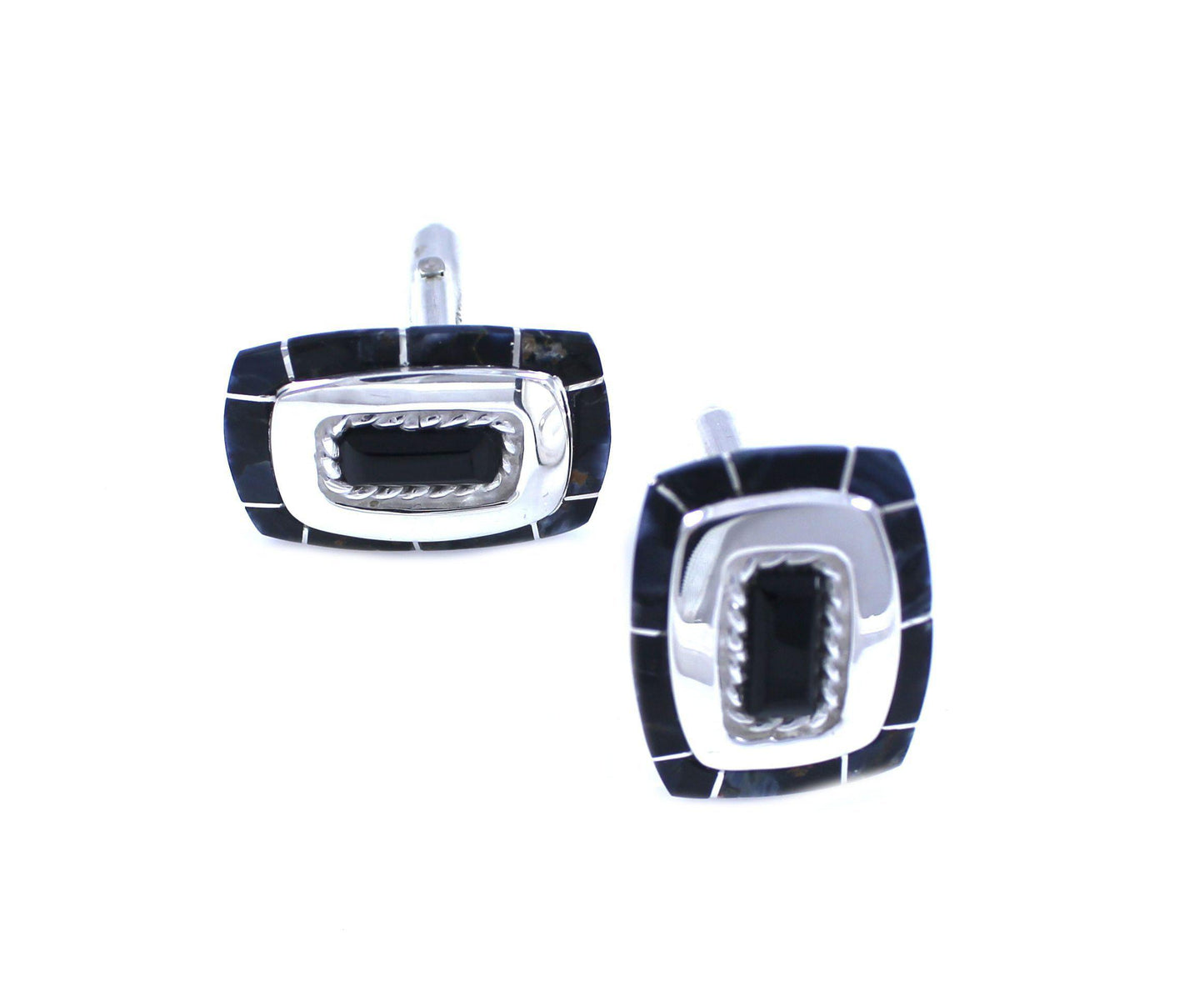 Ben Nighthorse-Rope Edge Rectangular Cuff Links-Sorrel Sky Gallery-Jewelry