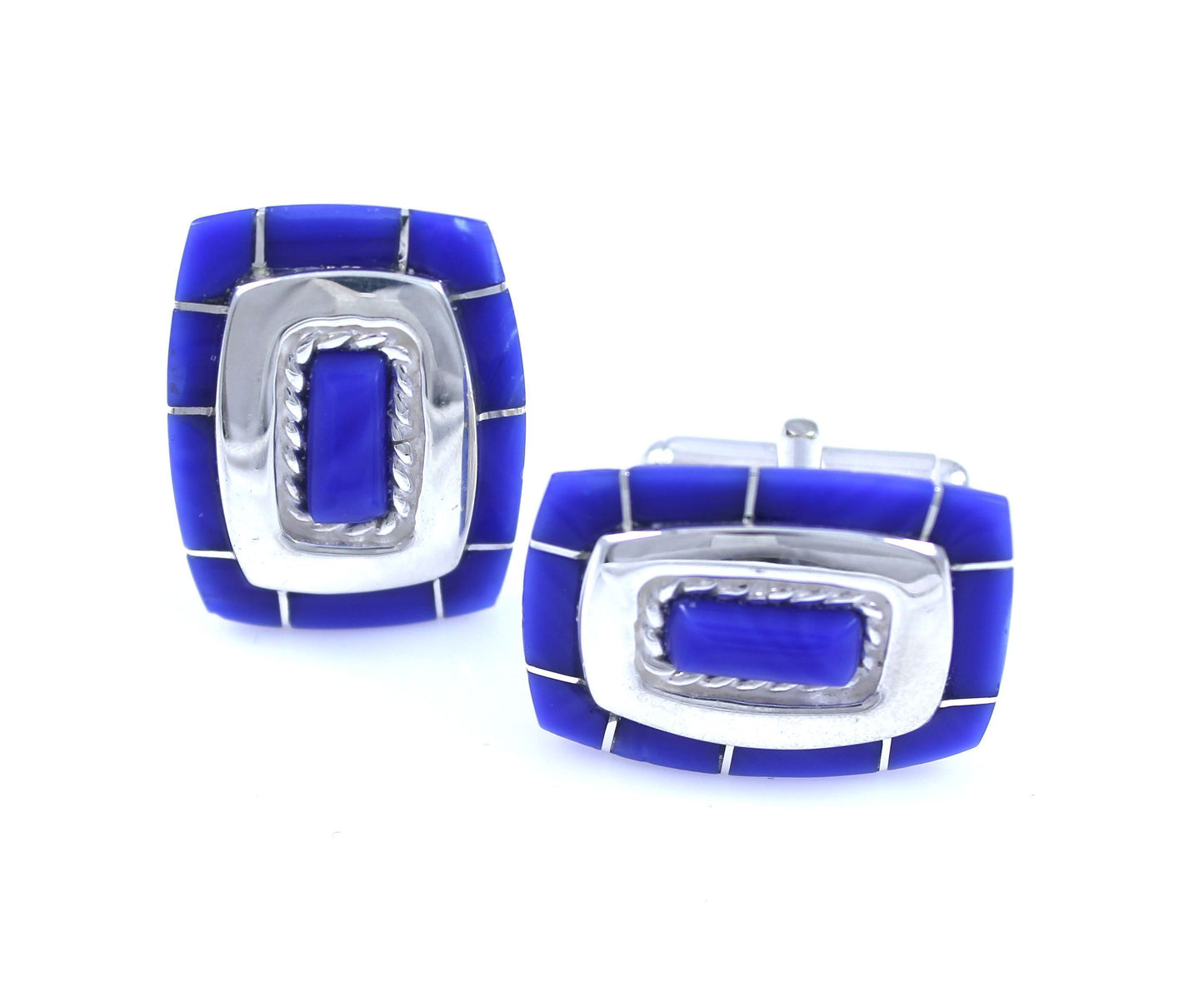 Ben Nighthorse-Rope Edge Rectangular Cuff Links-Sorrel Sky Gallery-Jewelry