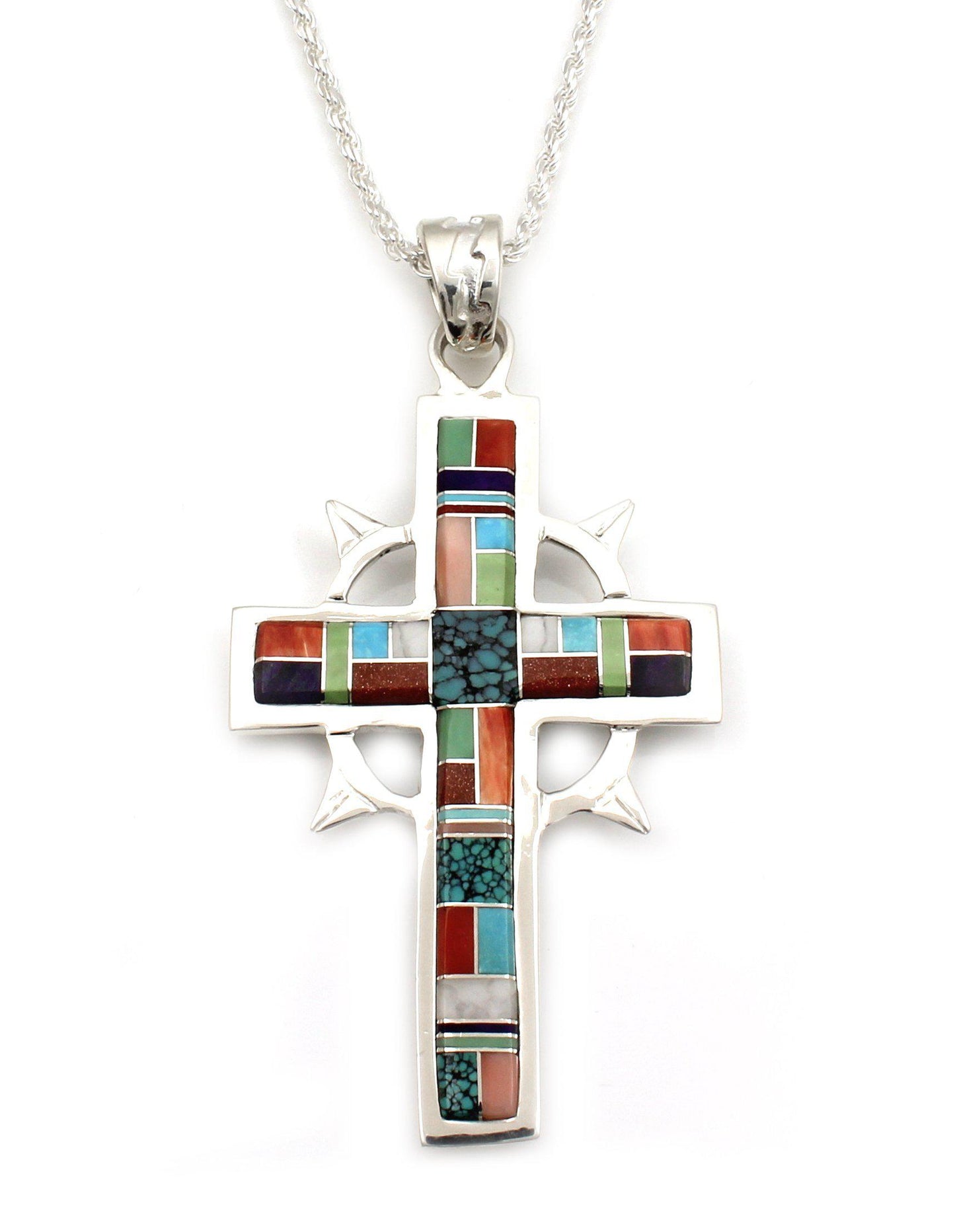 Spikes and Circle Cross Pendant-Jewelry-Ben Nighthorse-Sorrel Sky Gallery