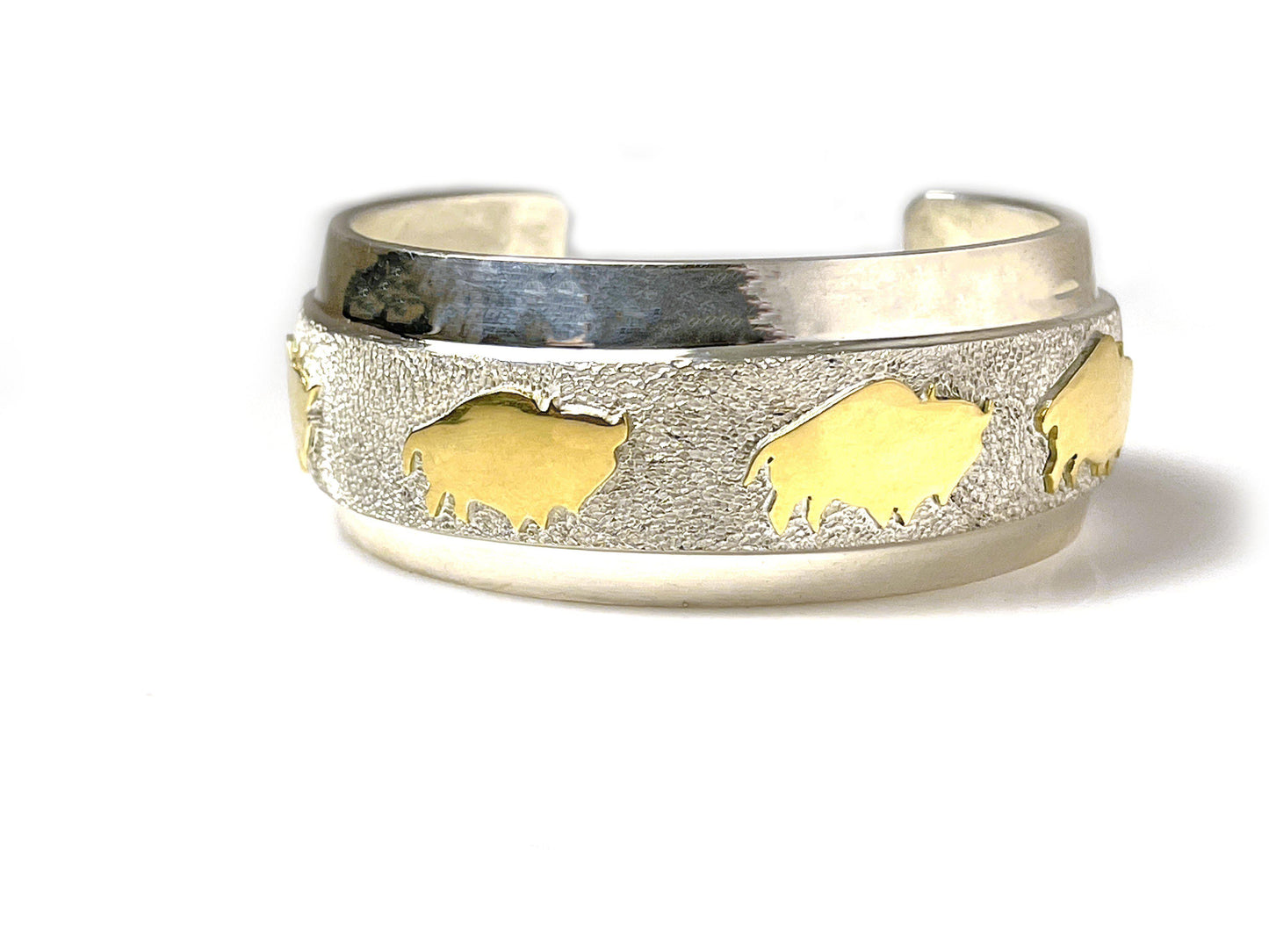 Two Tone Buffalo / Teepee Cuff Bracelet-Jewelry-Ben Nighthorse-Sorrel Sky Gallery