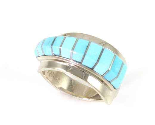 Ben Nighthorse-Wedge Inlay Wedding Band-Sorrel Sky Gallery-Jewelry