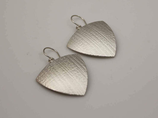 Trillion Canvas Texture Earrings in Sterling Silver.