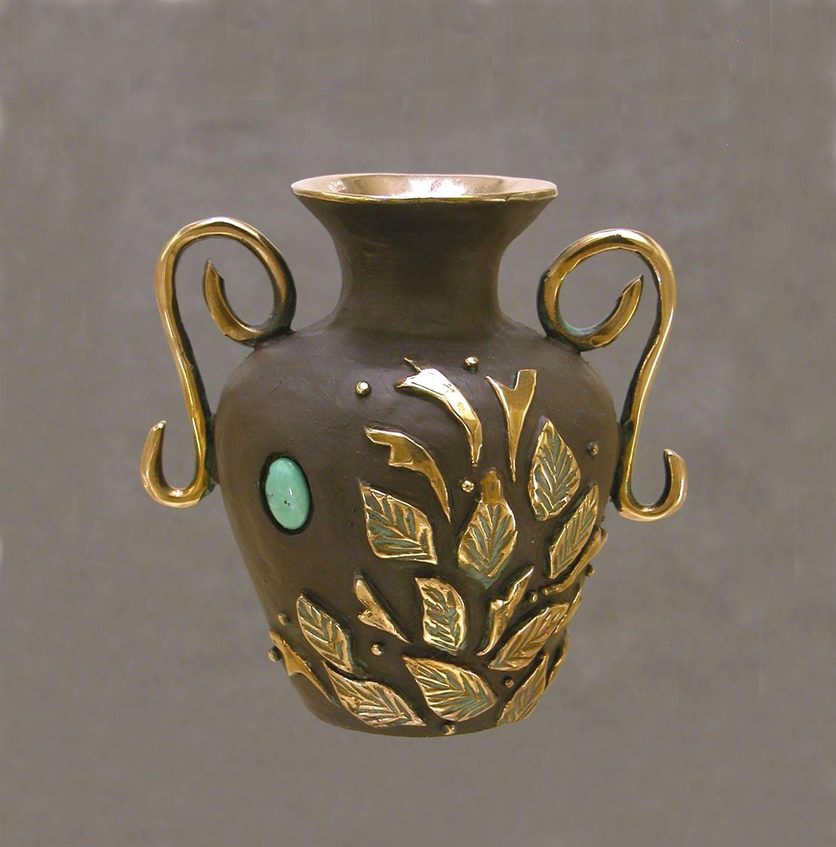 Vessel With Turquoise-Sculpture-Christin Ortiz-Sorrel Sky Gallery