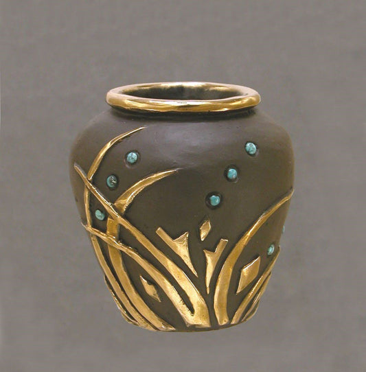 Vessel With Turquoise-Sculpture-Christin Ortiz-Sorrel Sky Gallery