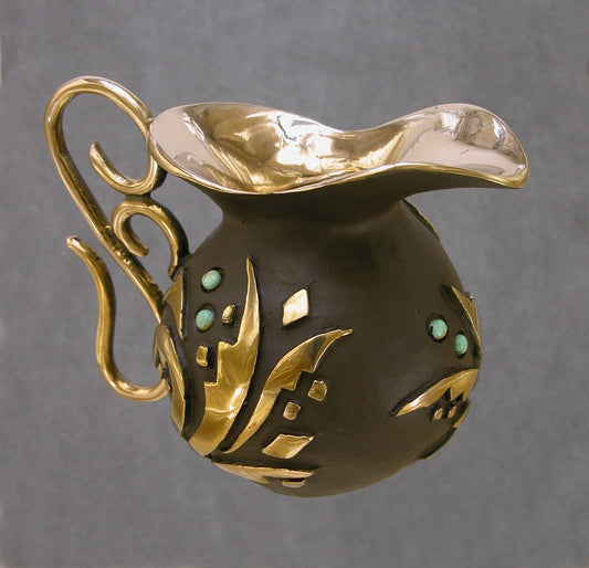 Water Vessel With Turquoise-Sculpture-Christin Ortiz-Sorrel Sky Gallery