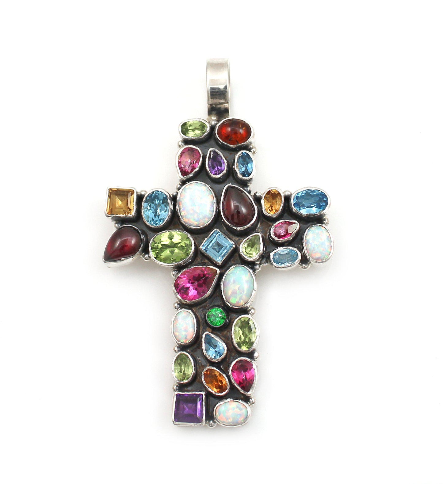 Multi Stone Cross Pendant-Jewelry-Don Lucas-Sorrel Sky Gallery
