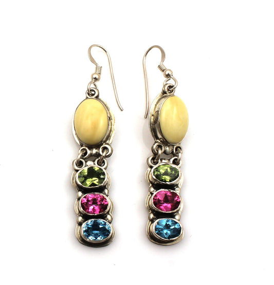 Multi Stone Drop Earrings