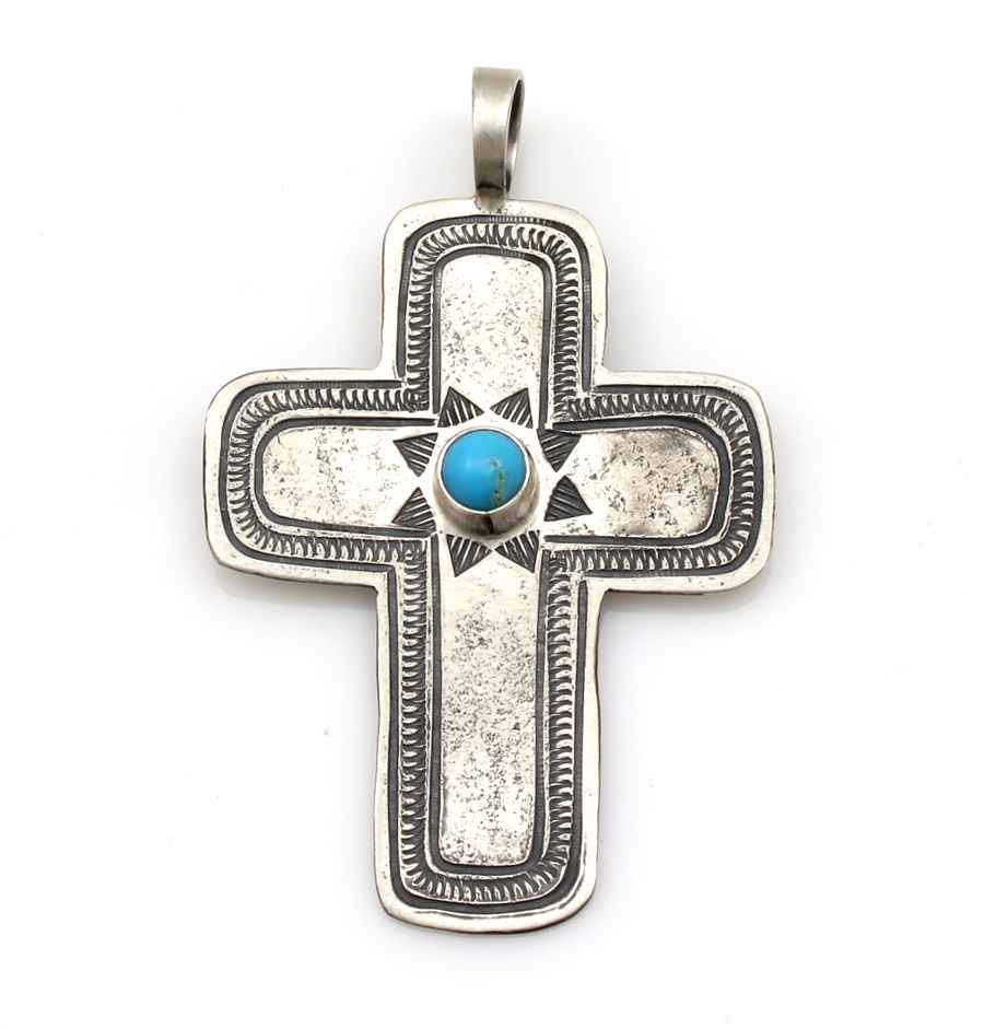 Turquoise Cross Pendant-Jewelry-Don Lucas-Sorrel Sky Gallery