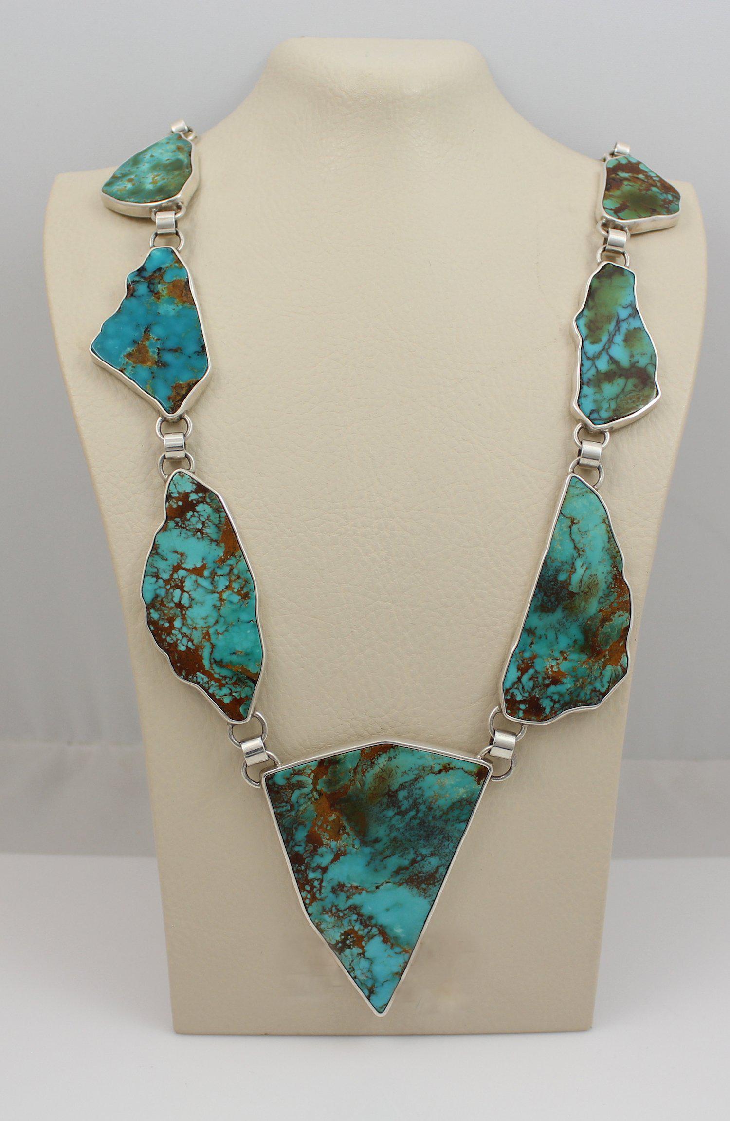 9 Stone Kingman Turquoise Necklace-Jewelry-Doug Magnus-Sorrel Sky Gallery