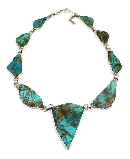 9 Stone Kingman Turquoise Necklace-Jewelry-Doug Magnus-Sorrel Sky Gallery