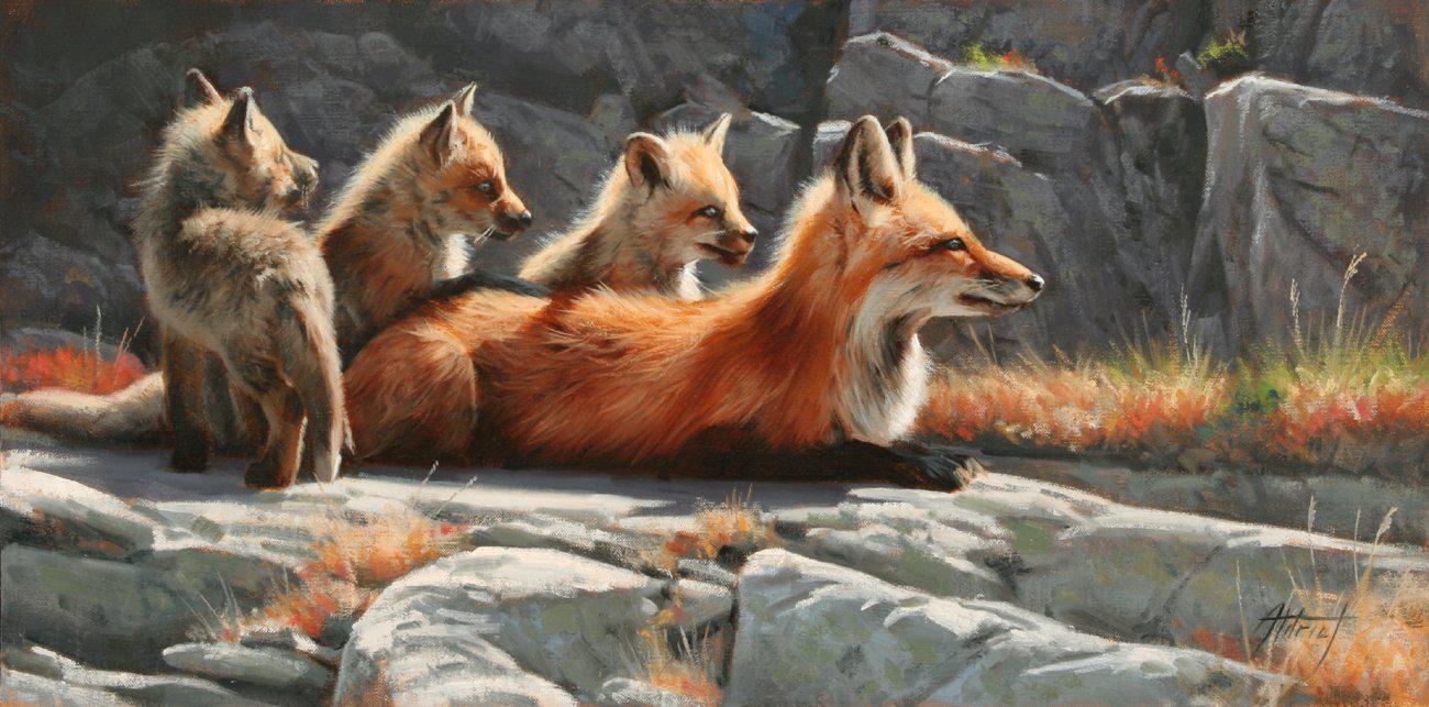 Fox Family-Painting-Edward Aldrich-Sorrel Sky Gallery