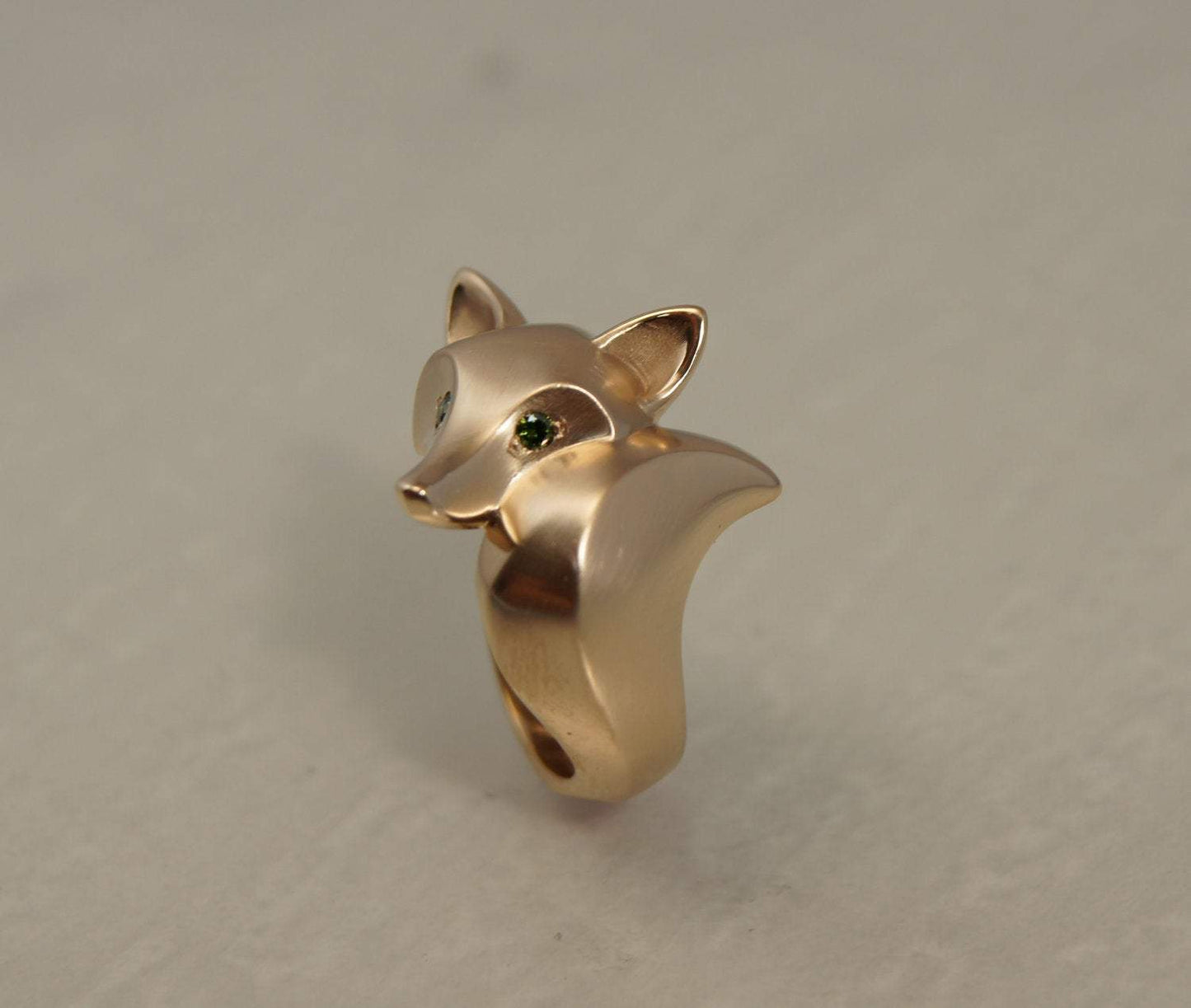 Fox Ring - 14k Gold with Diamond Eyes