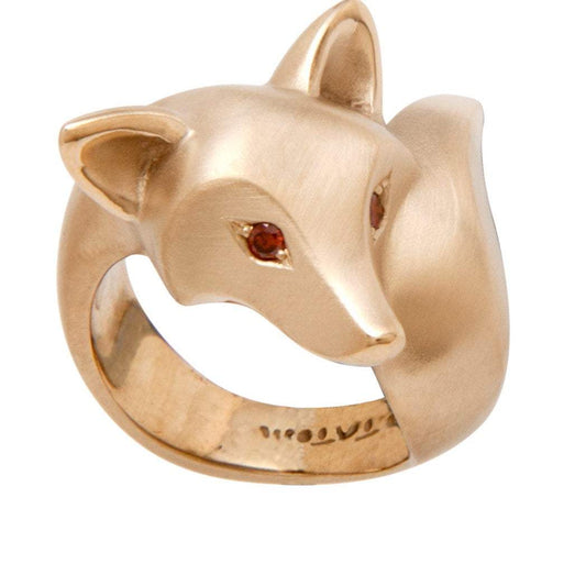 Fox Ring - 14k Gold with Diamond Eyes