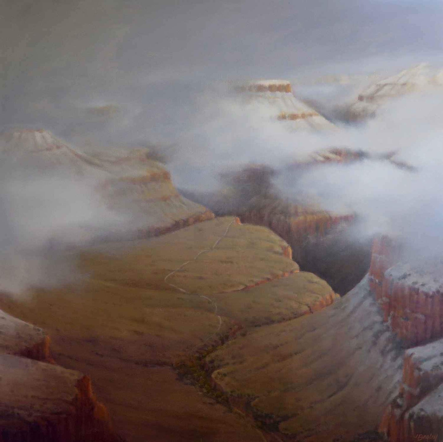 Jim Bagley-Sorrel Sky Gallery-Painting-First Light On Bright Angle Trail