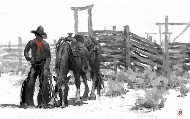Jim Rey-Red Scarf-Sorrel Sky Gallery-Print