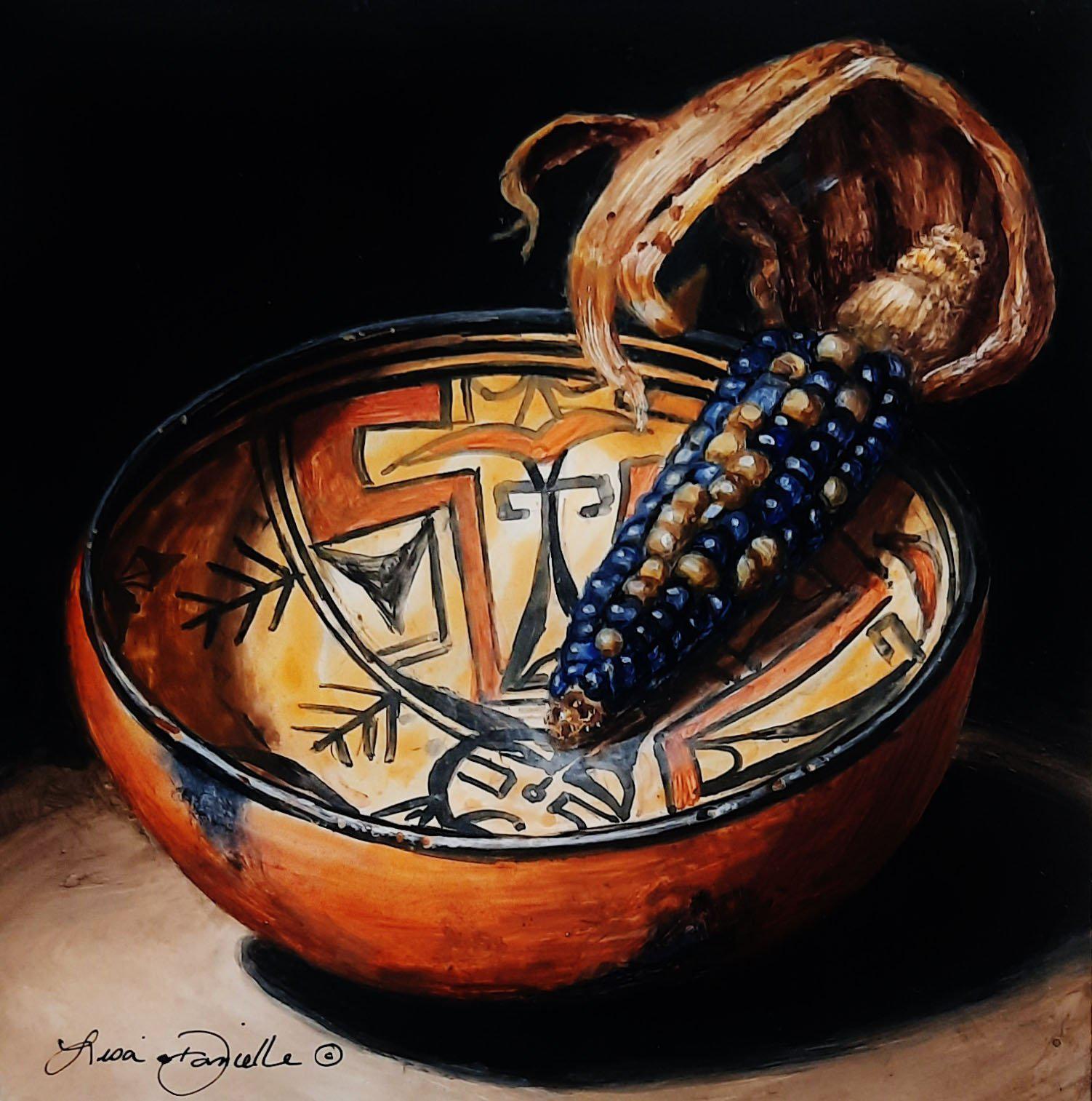 Little Kachina Bowl With Blue-Painting-Lisa Danielle-Sorrel Sky Gallery