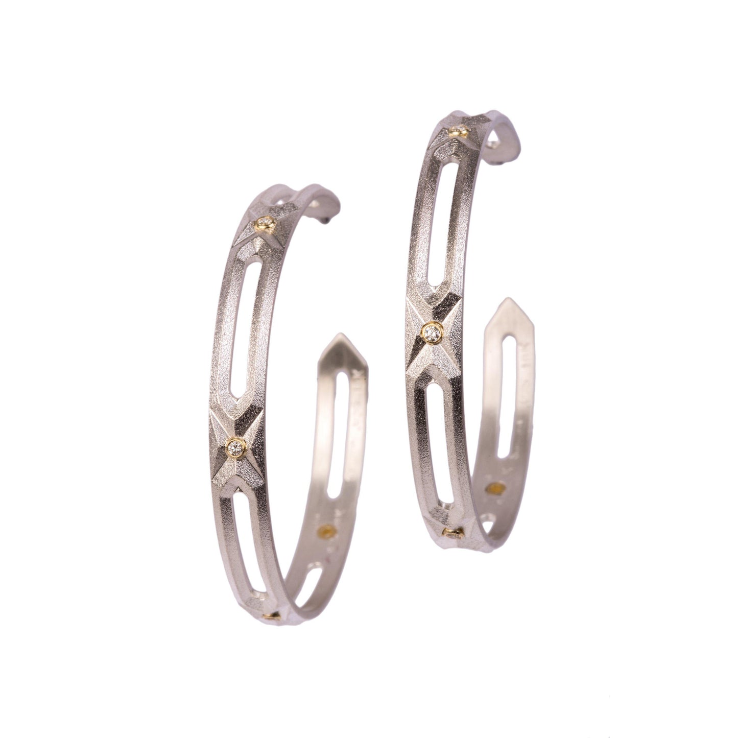 Hexagon Large Hoop Earrings with Diamonds