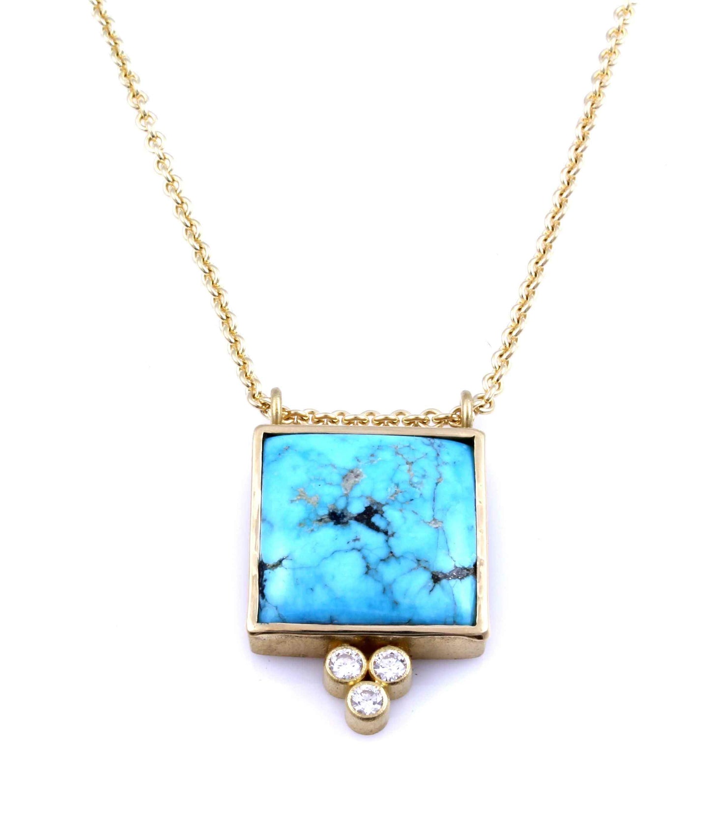 Maria Samora-Sorrel Sky Gallery-Jewelry-Morenci Turquoise Gold Necklace