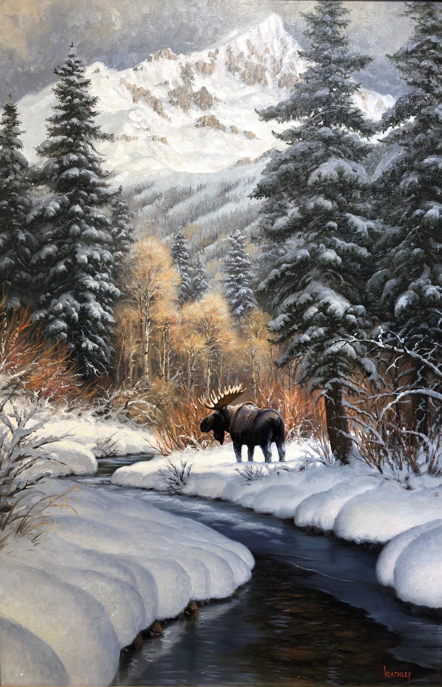 Winter Moose-Painting-Mark Keathley-Sorrel Sky Gallery