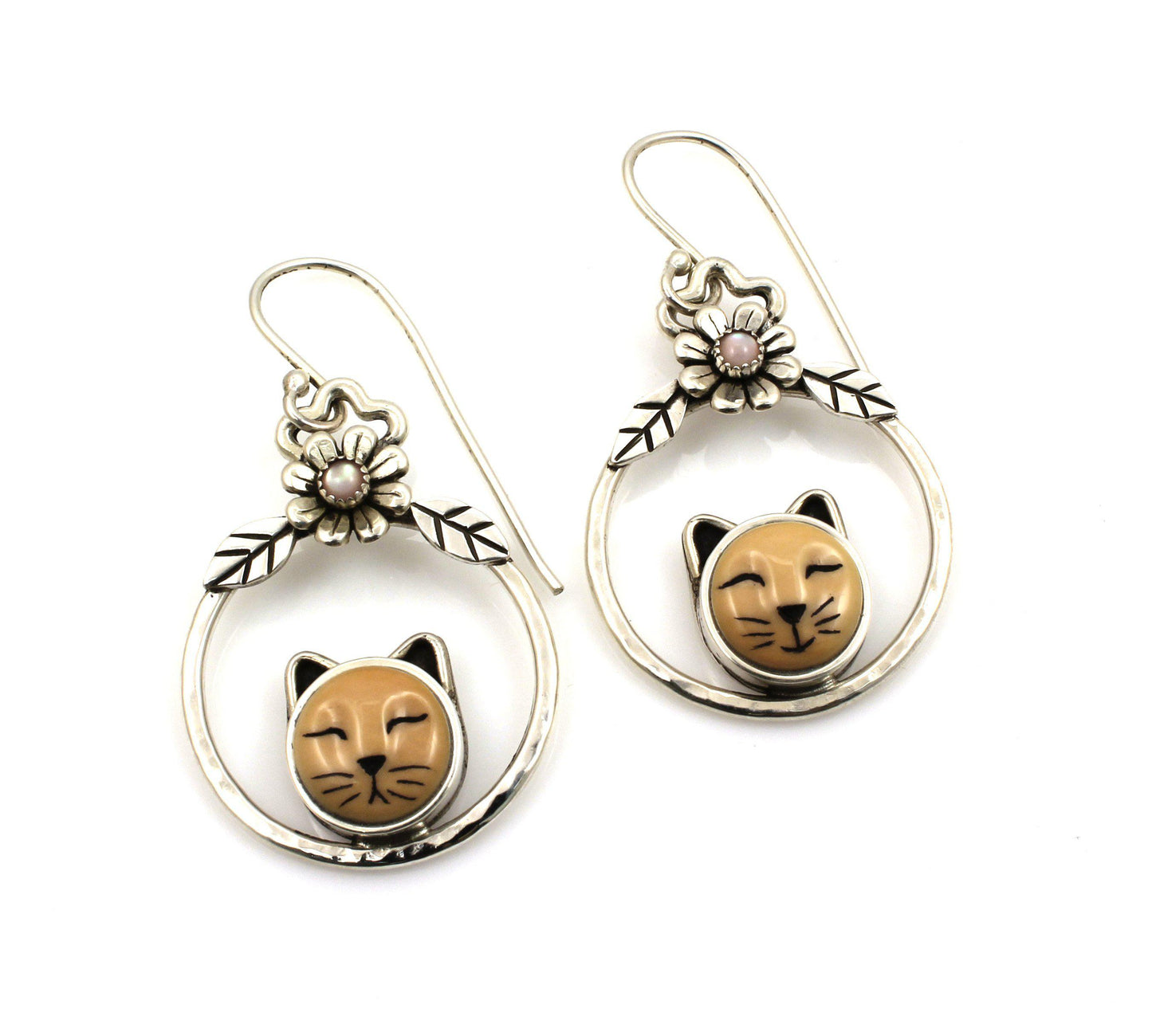 Sleeping Cat Circle Earrings-Jewelry-Michelle Tapia-Sorrel Sky Gallery