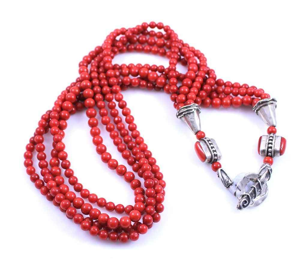 Pam Springall-Sorrel Sky Gallery-Jewelry-Four Strand Sardinia Coral Necklace