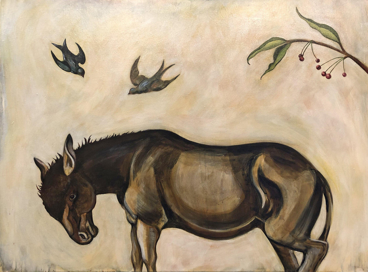 Donkey And Blue Birds