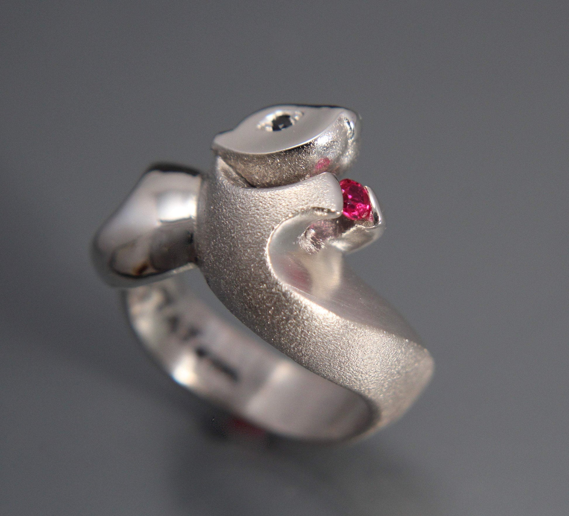 Sea Otter ring with Gemstones. Michael Tatom Jewelry. Sorrel Sky Gallery.