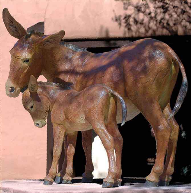 Star Liana York-Nuzzling Burros (Monumental)-Sorrel Sky Gallery-Sculpture