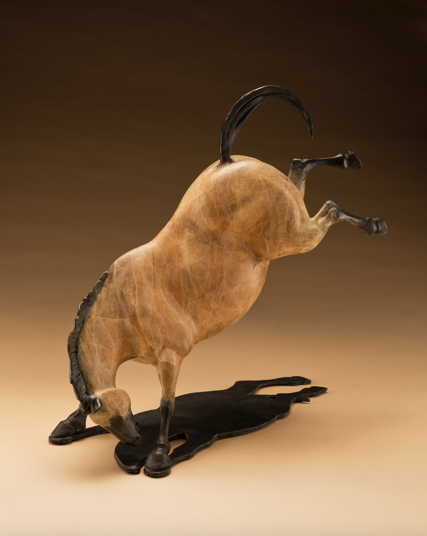 Bronze of a bucking horse