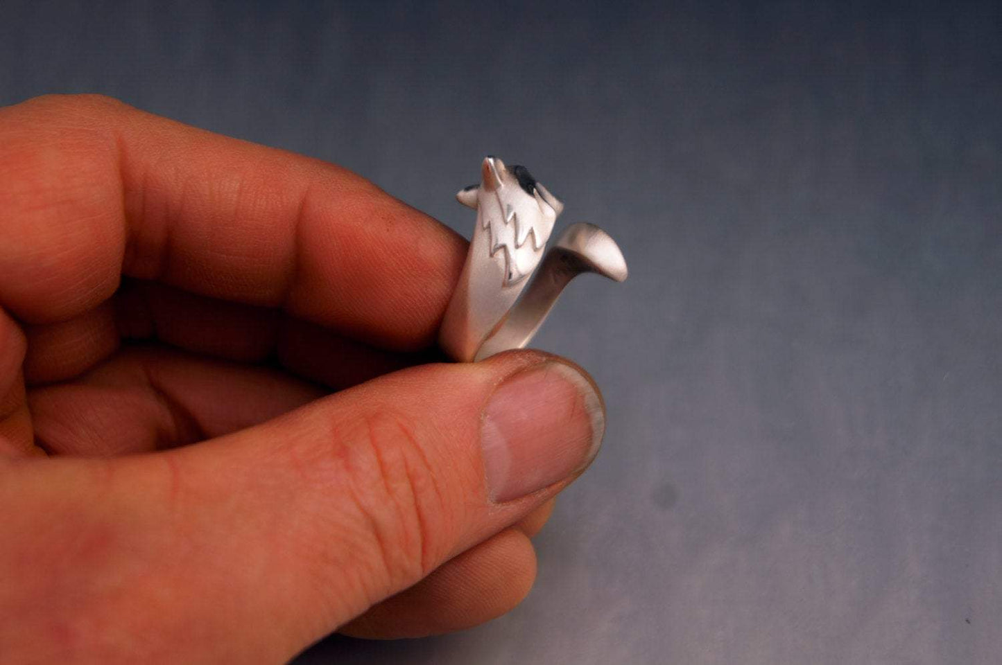 Timber Wolf Ring. Silver Ring. Sterling Silver Wolf Ring. Michael Tatom. Sorrel Sky Gallery.