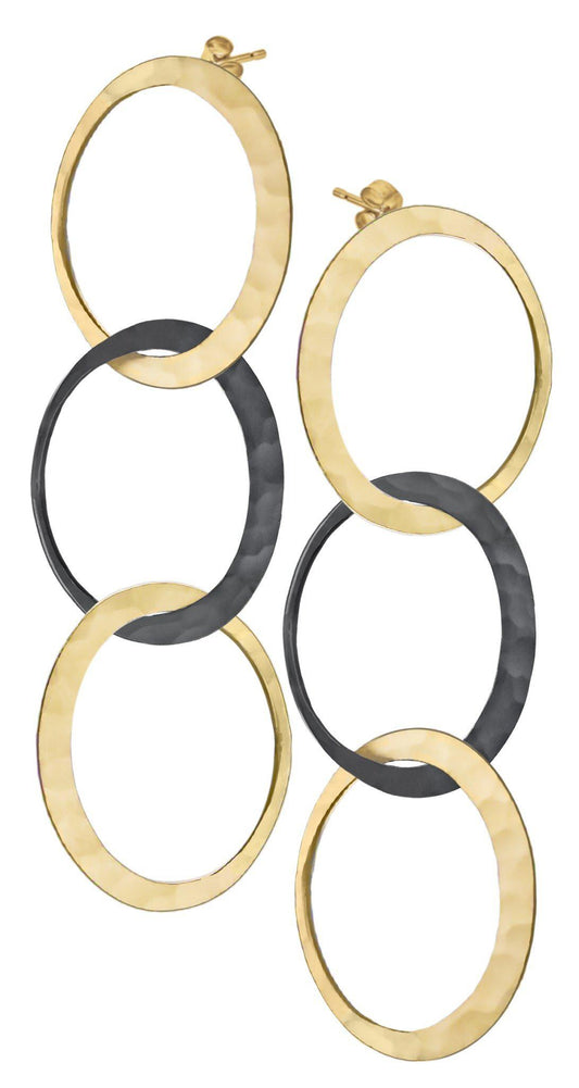 Petite Eclipse Two-Tone 3-Drop Earrings-Jewelry-Toby Pomeroy-Sorrel Sky Gallery