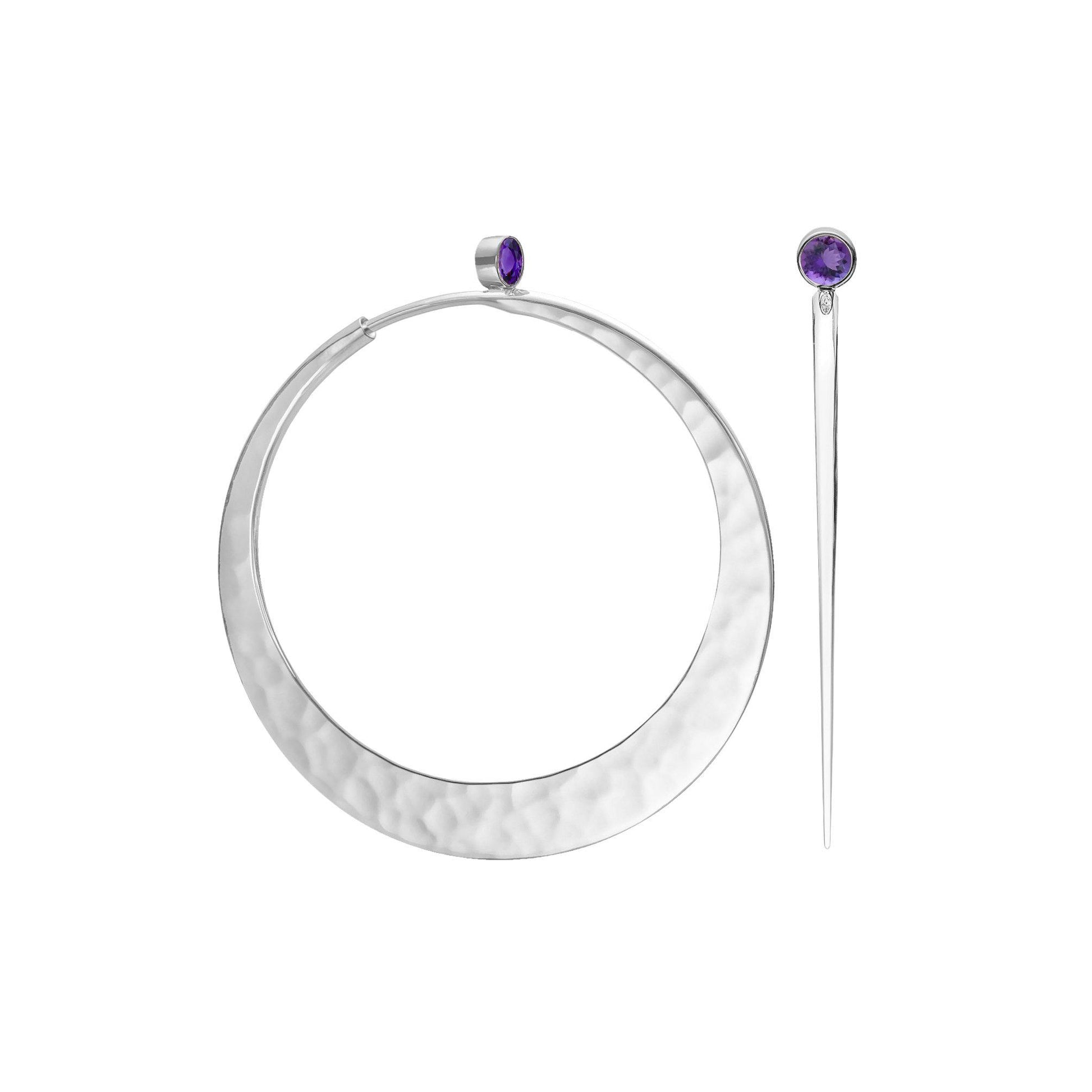 Silver Eclipse Hoop Earrings-Jewelry-Toby Pomeroy-Sorrel Sky Gallery