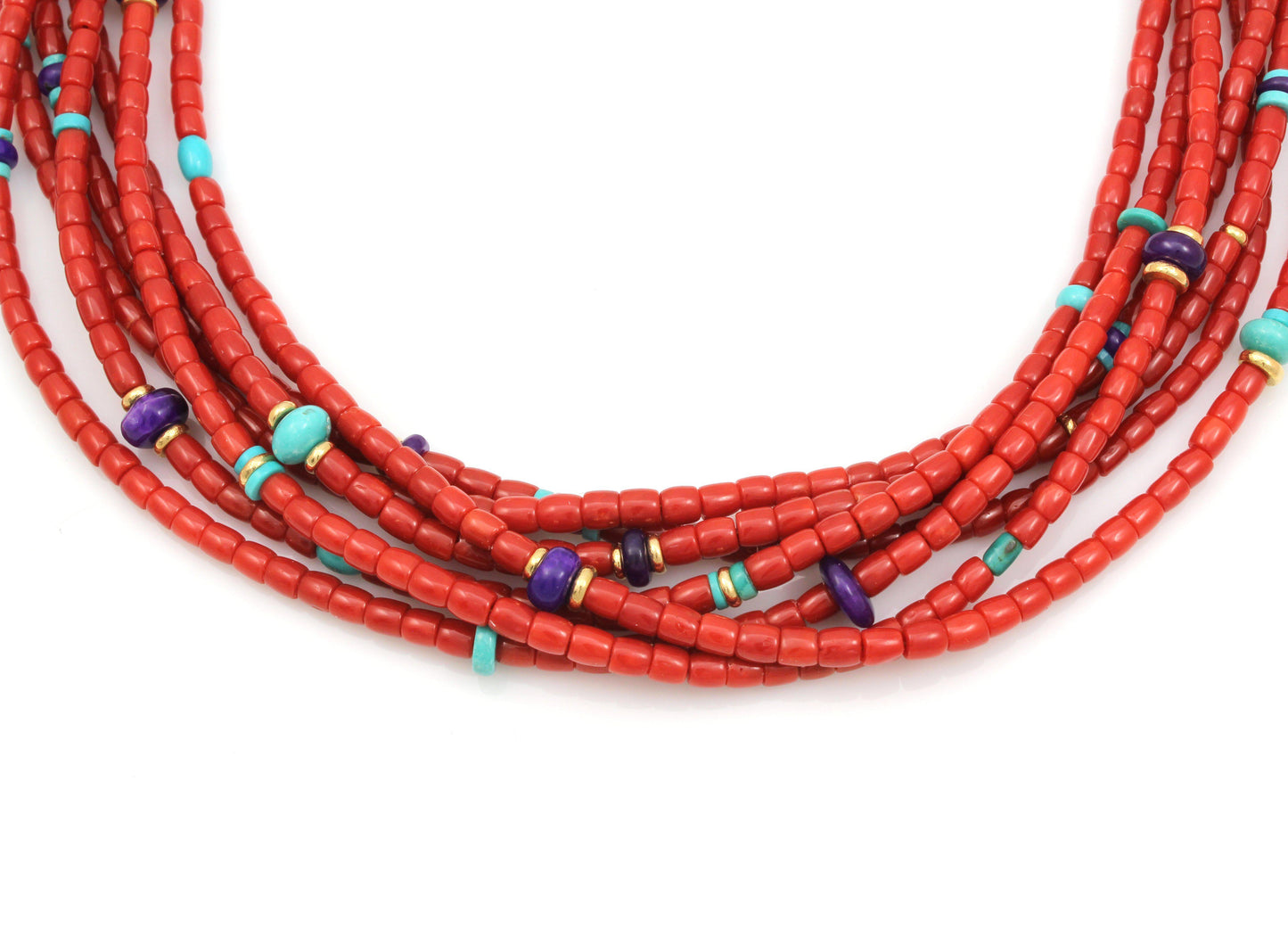 Seven Strand High Grade Coral Necklace-Jewelry-Victoria Adams-Sorrel Sky Gallery