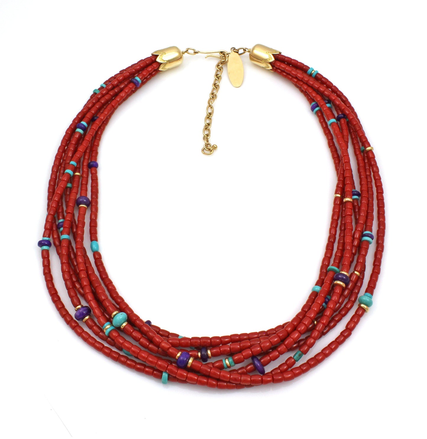 Seven Strand High Grade Coral Necklace-Jewelry-Victoria Adams-Sorrel Sky Gallery