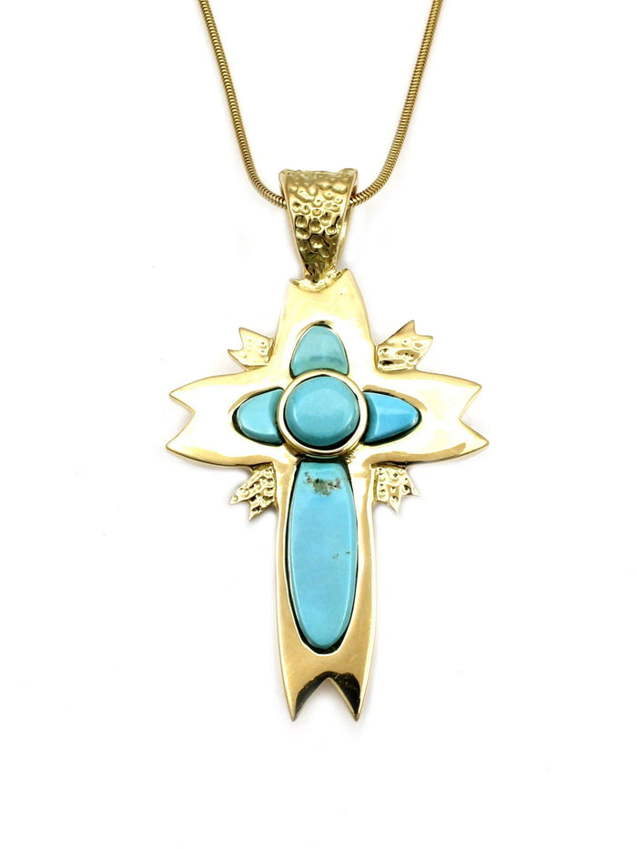 gold and turquoise cross necklace by ben nighthorse campell
