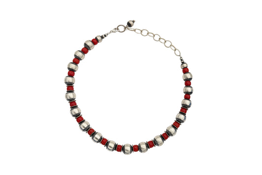 Single Strand Red Baca Bead Necklace-Jewelry-Maria Goler Baca-Sorrel Sky Gallery