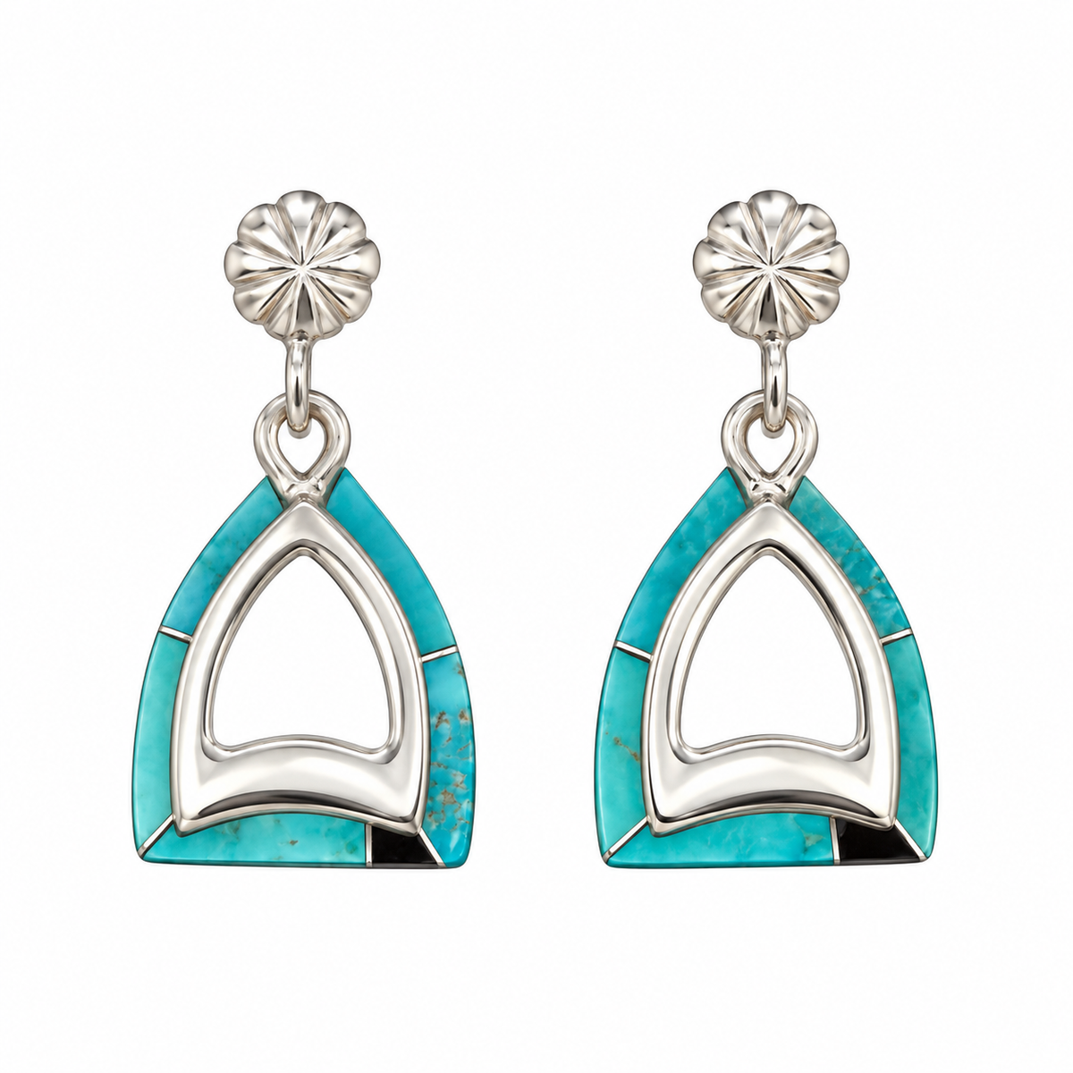 Stirrup Edge Inlay Earrings-Jewelry-Ben Nighthorse-Sorrel Sky Gallery