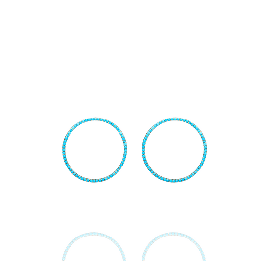 Turquoise Cabochon Circle Earrings