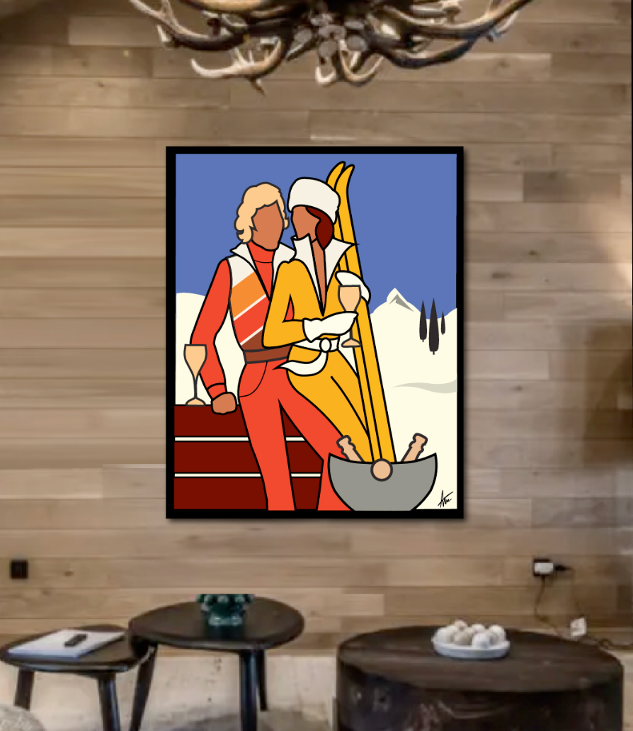 CHAMPAGNE AT THE SNOW-Painting-Alan Walsh-Sorrel Sky Gallery