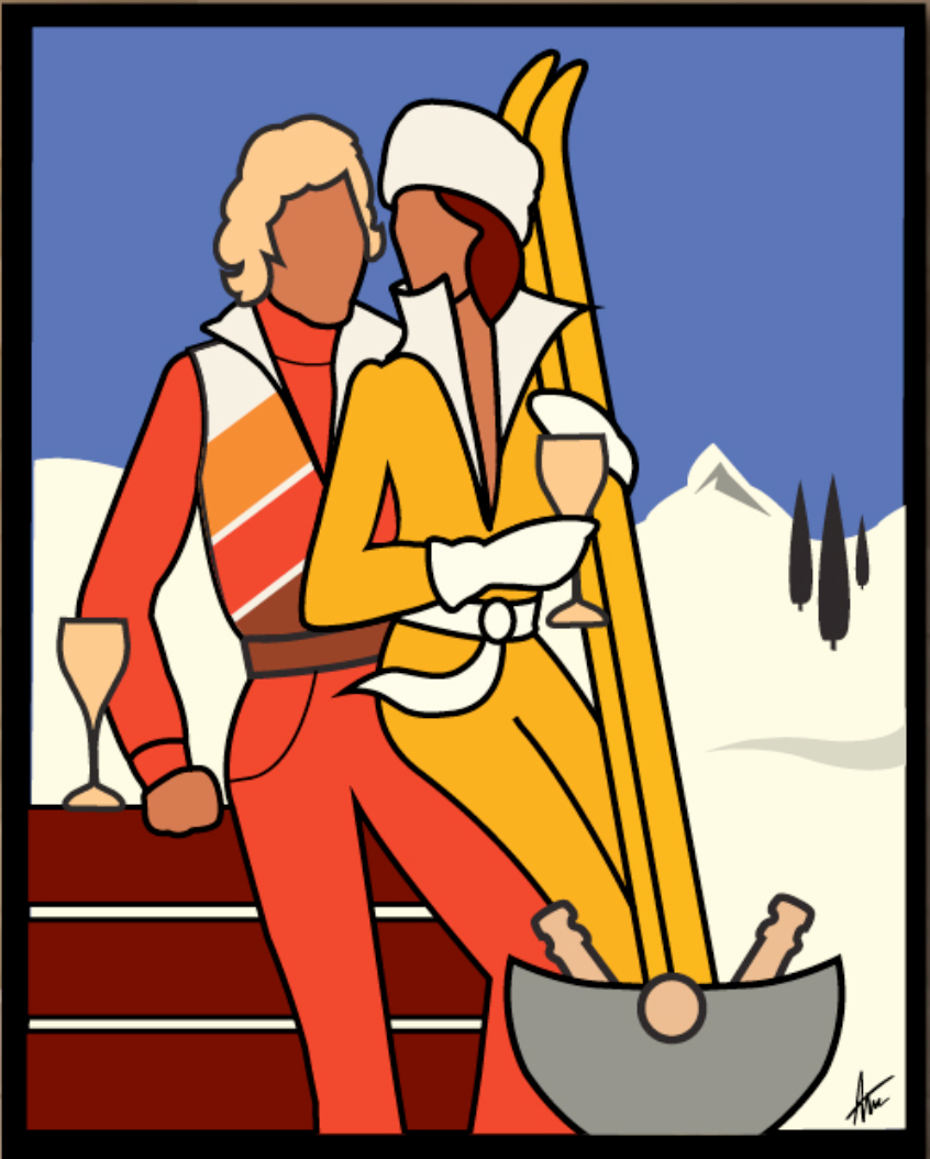 CHAMPAGNE AT THE SNOW-Painting-Alan Walsh-Sorrel Sky Gallery