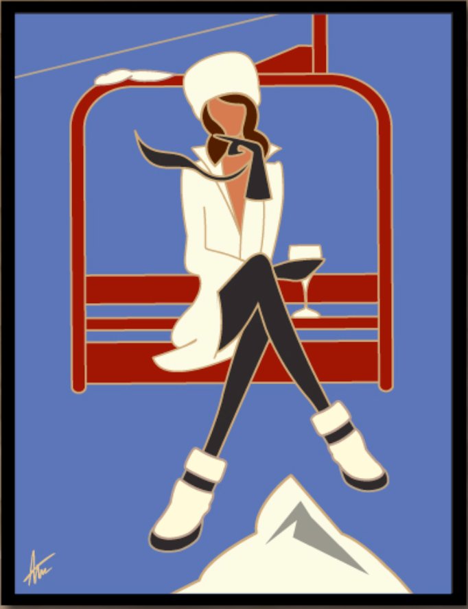 RIDING THE LIFTS WITH STYLE-Painting-Alan Walsh-Sorrel Sky Gallery